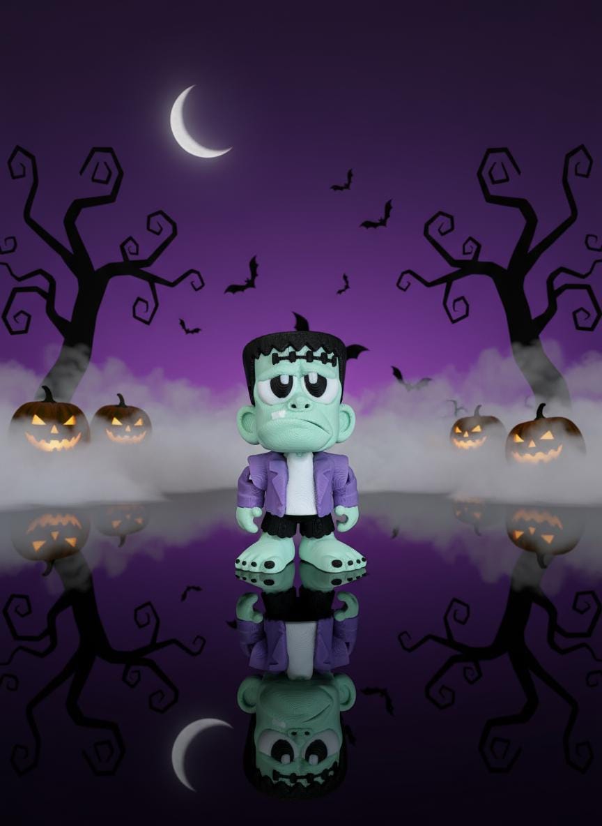 Cute Frankenstein Figurine - Halloween 3D Printed Spooky Decor Unique Gothic Collectibles, Cute and Funny, Halloween Gift, Fall Gift