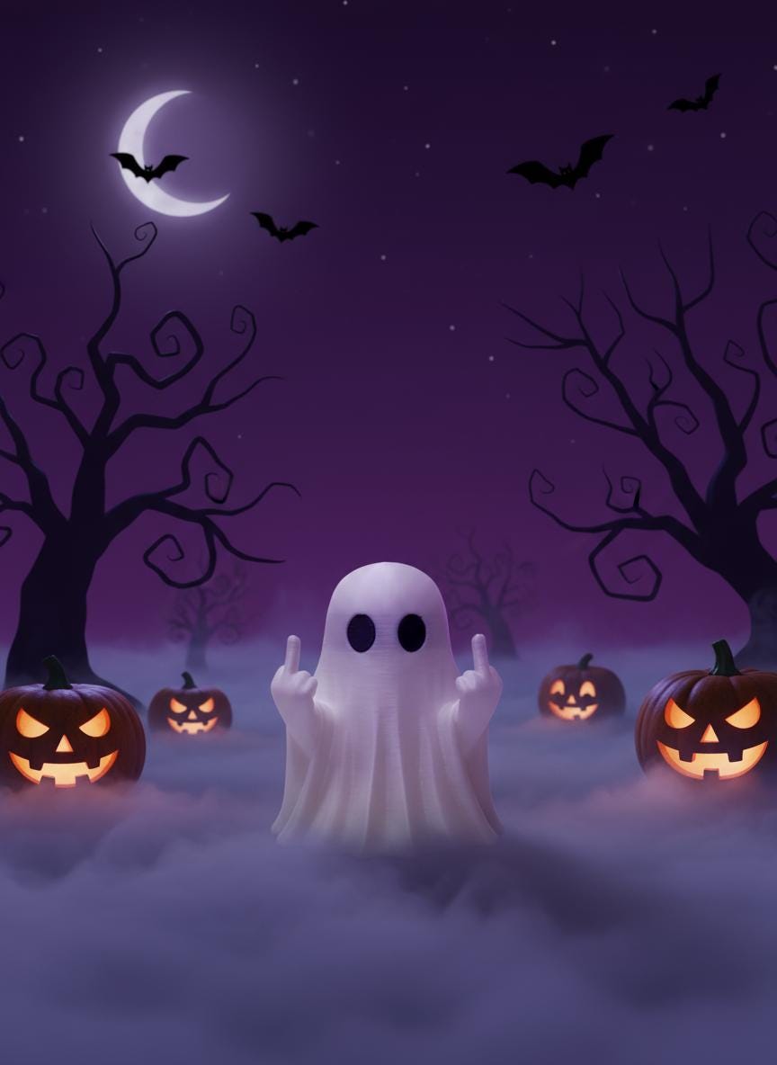 Funny Ghost Figurines - Halloween 3D Printed Spooky Decor Unique Gothic Collectibles, Middle Finger Statue, Halloween Gift, Fall Gift