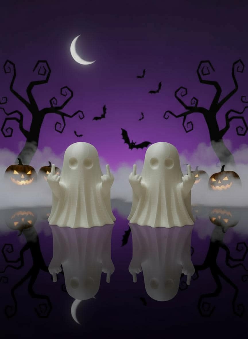 Funny Ghost Figurines - Halloween 3D Printed Spooky Decor Unique Gothic Collectibles, Middle Finger Statue, Halloween Gift, Fall Gift