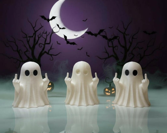 Funny Ghost Figurines - Halloween 3D Printed Spooky Decor Unique Gothic Collectibles, Middle Finger Statue, Halloween Gift, Fall Gift